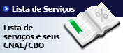 Lista de alíquotas para as atividades e seus serviços.